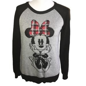 DISNEY MINNIE MOUSE BLACK AND GREY PULLOVER SWEATER MEDIUM